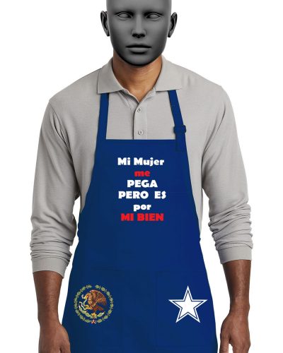 Medium-Length Two-Pocket Bib Apron A601 (Mi mujer me pega)